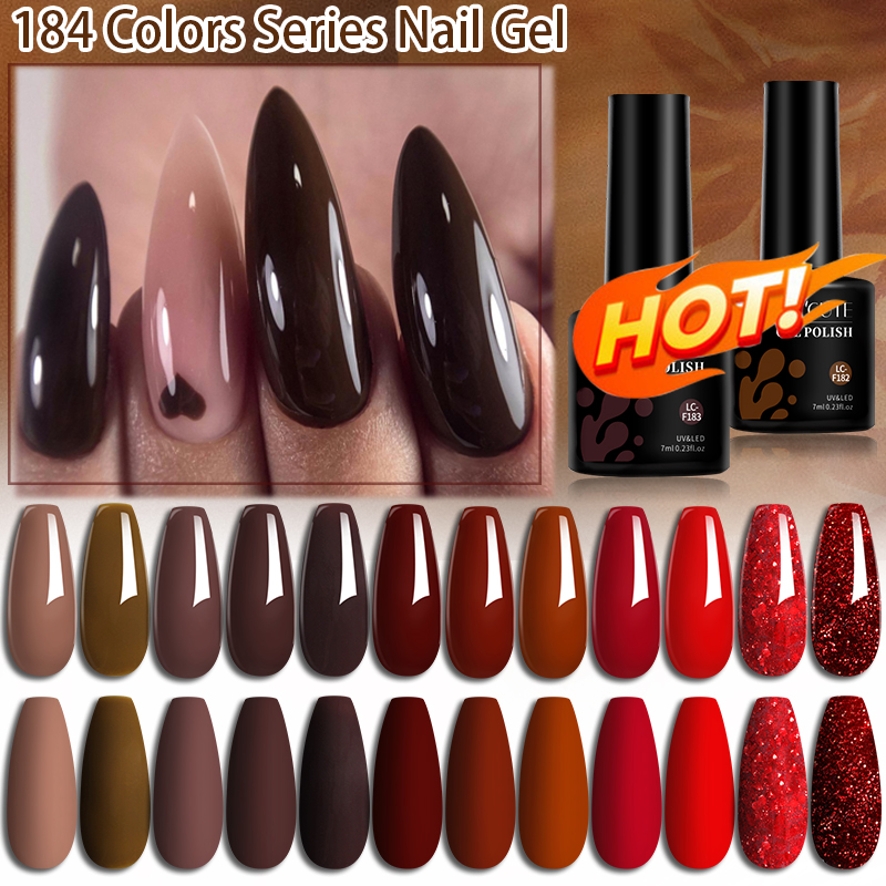 Nail Art Red Wine - LILYCUTE café marron couleur Gel vernis