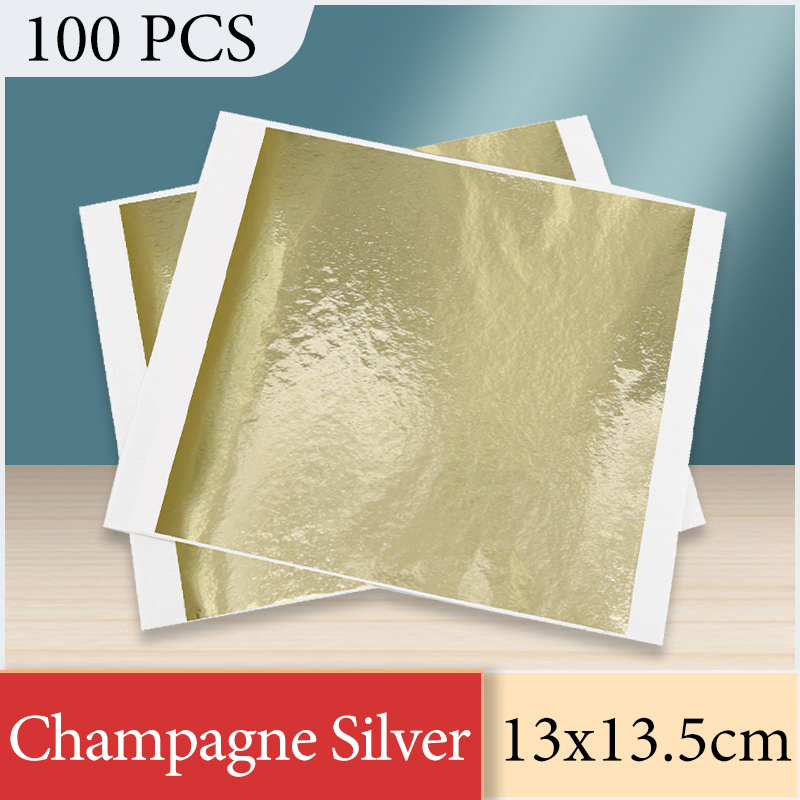 Nail Art Gold - 13x13.5cm Champagne Argent Feuille Papier Or