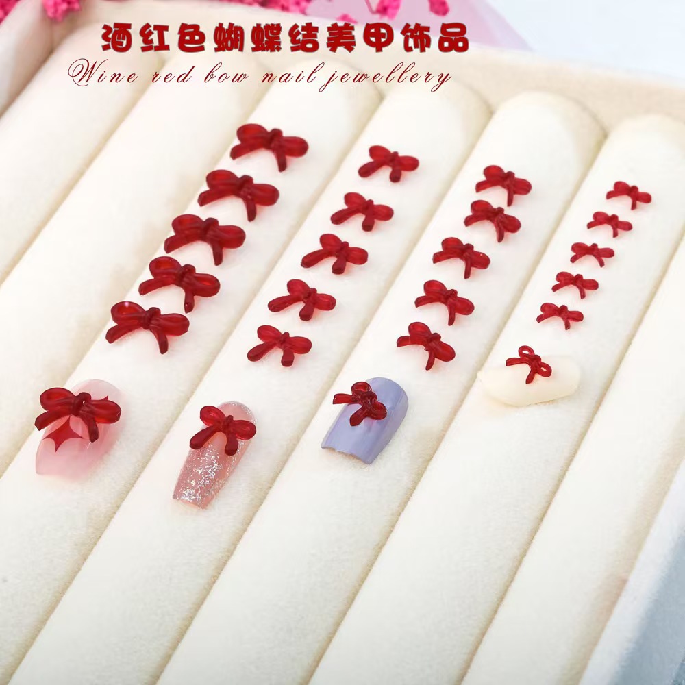 Nail Art Red Wine - Accessoire de Nail Art avec nœud