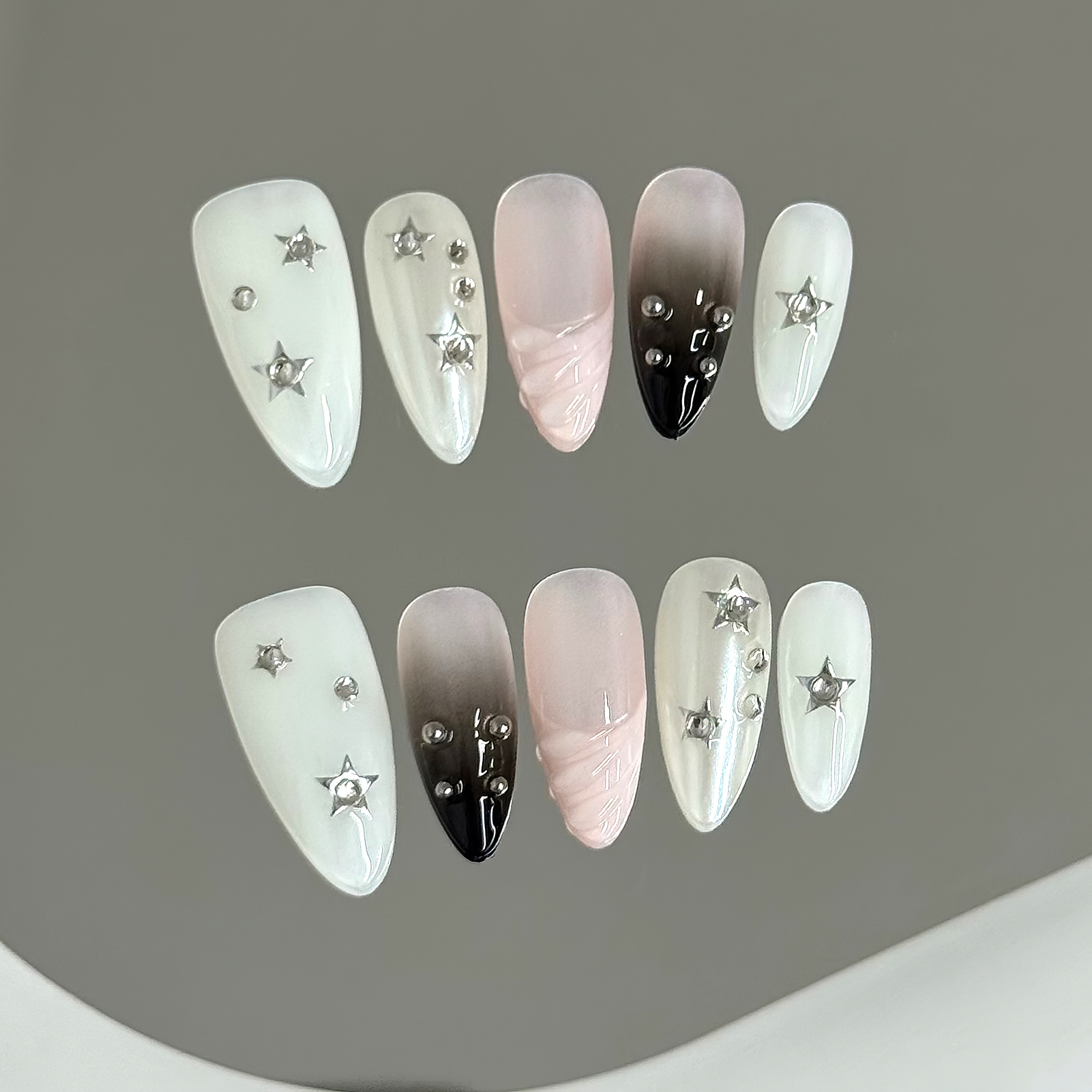Nail Art Y2K - 10 pièces amande faux ongles étoile
