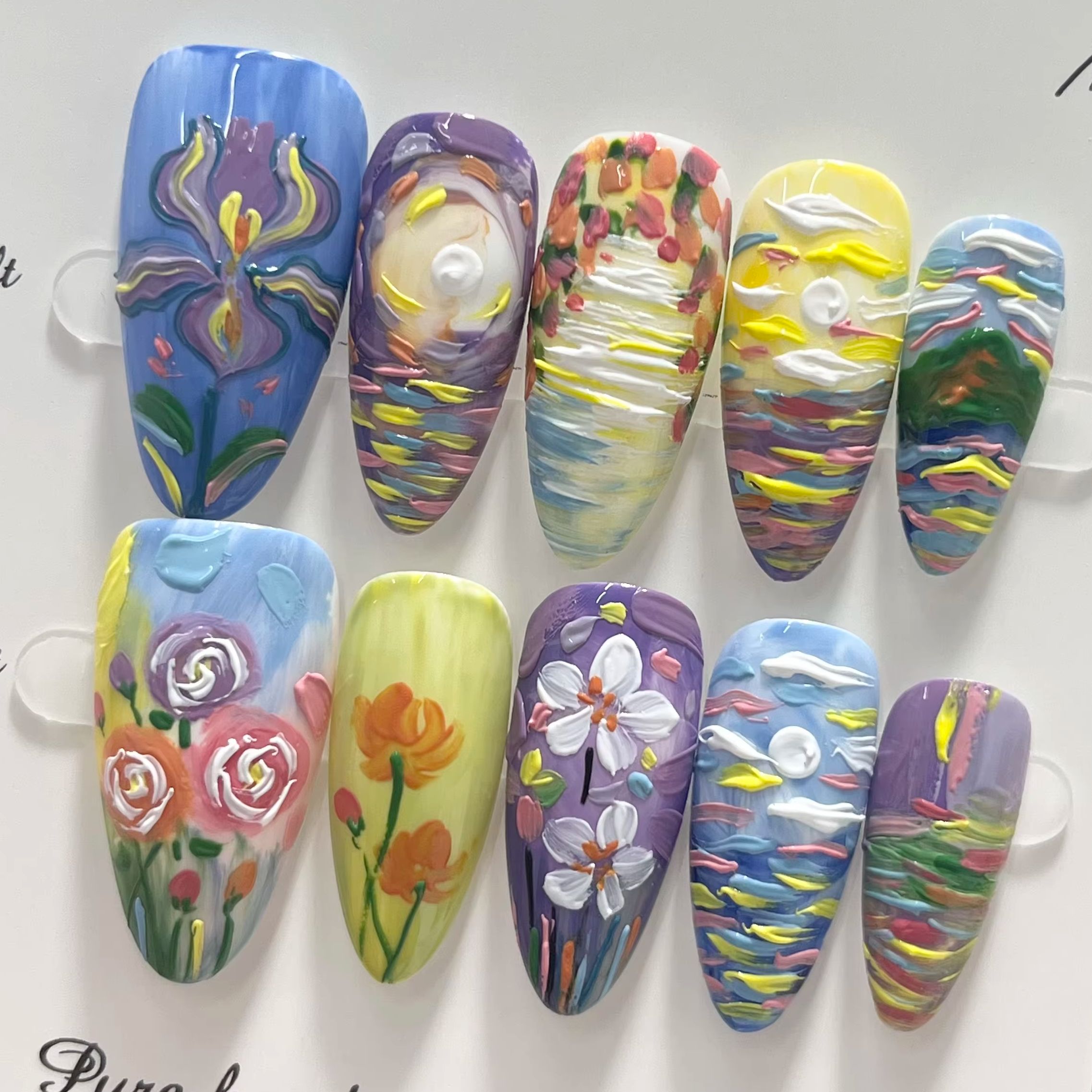 Nail Art Van Gogh - Faux ongles réutilisables peints à la