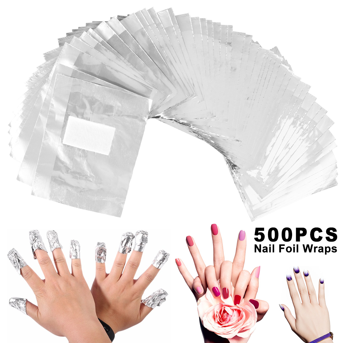 Nail Art Remover - 500/1000 pièces feuille d'aluminium Gel dissolvant