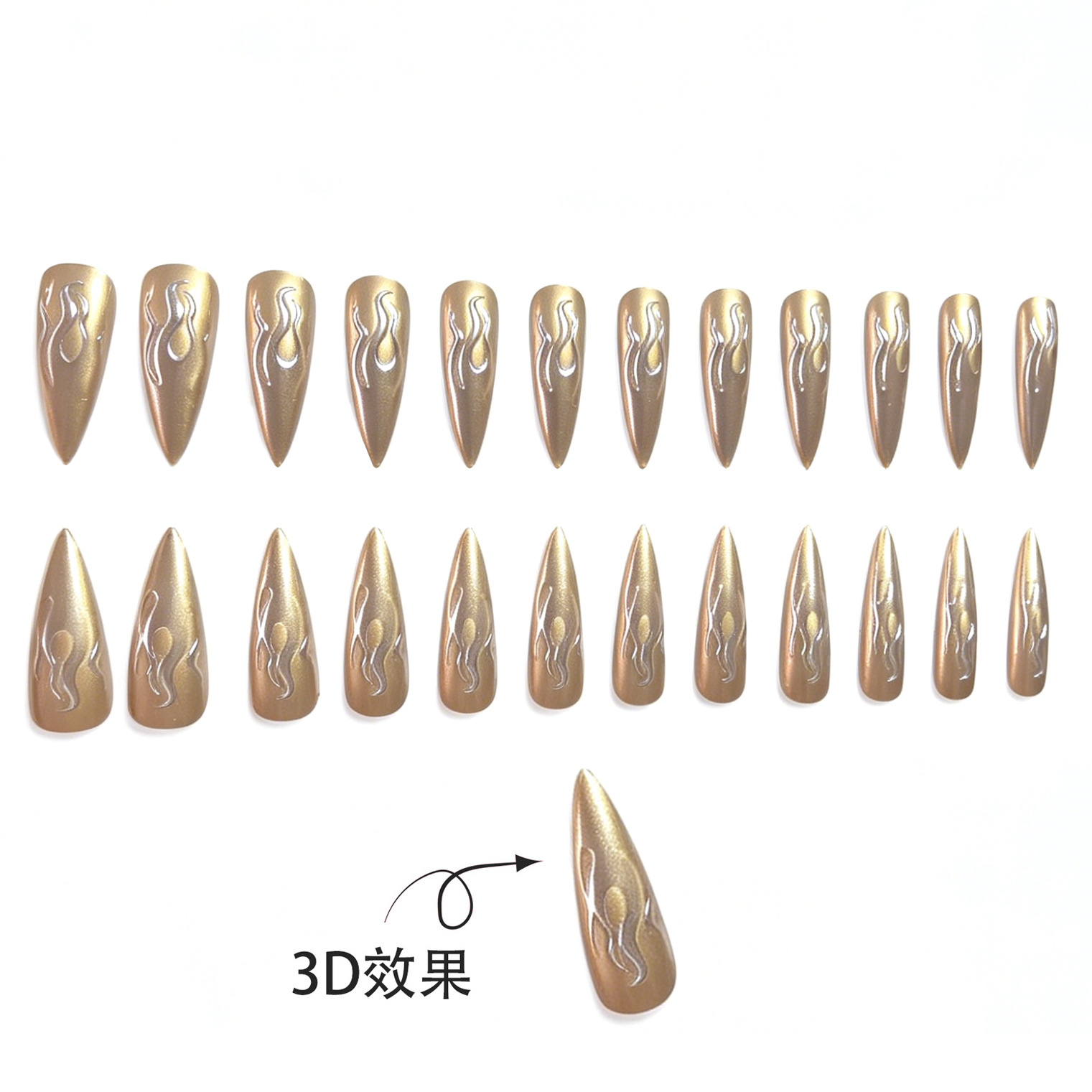 24 faux ongles 3D effet miroir - Nail Art Gold avis et prix