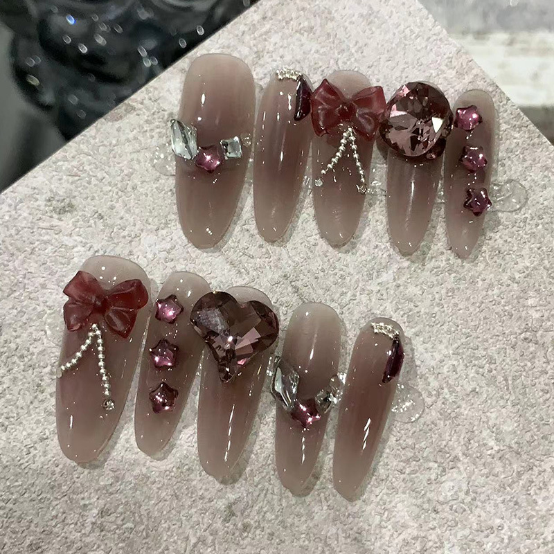 10 faux ongles longs ovales ro - Nail Art Red Wine avis et prix