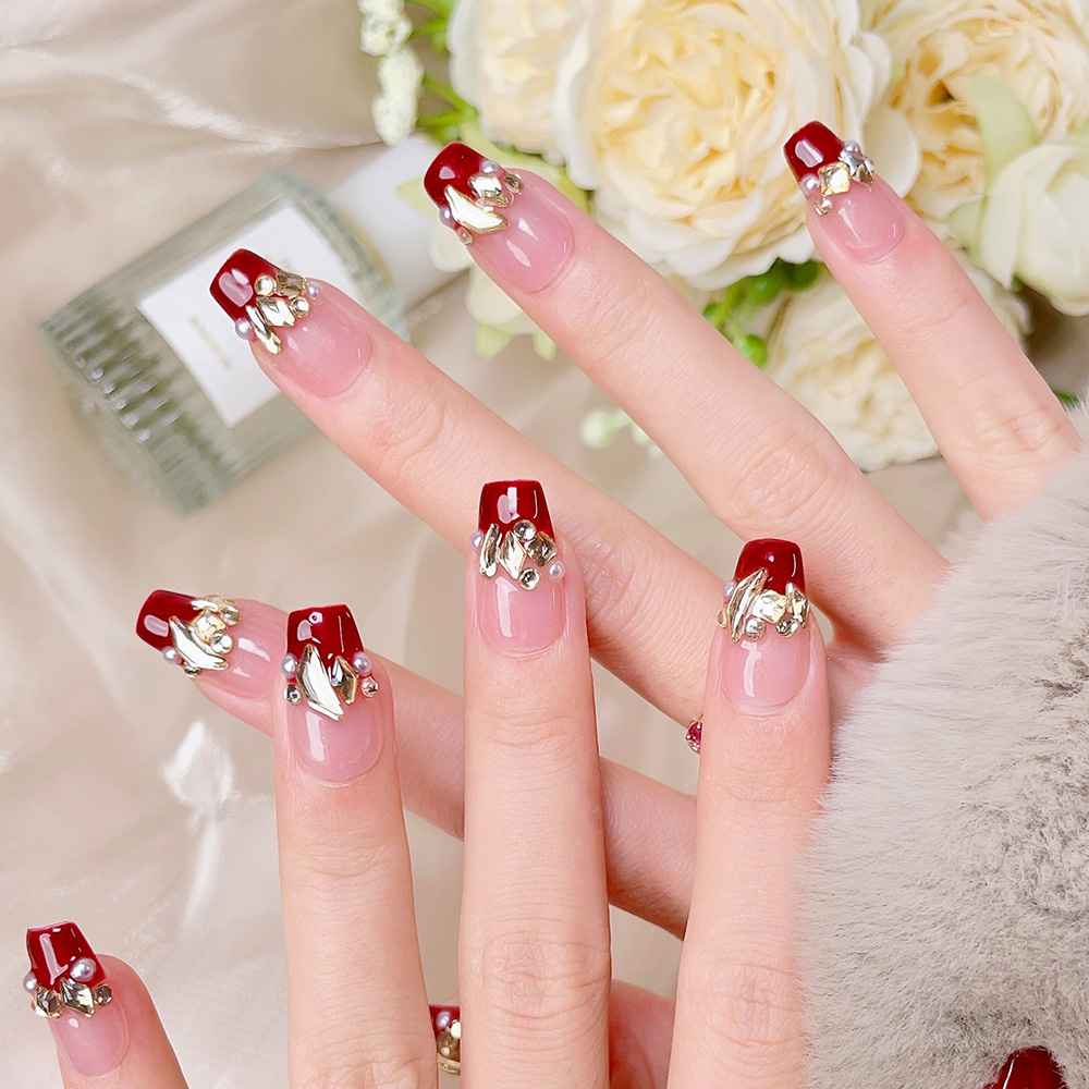 Kit de 10 faux ongles trapézoï - Nail Art Red Wine avis et prix