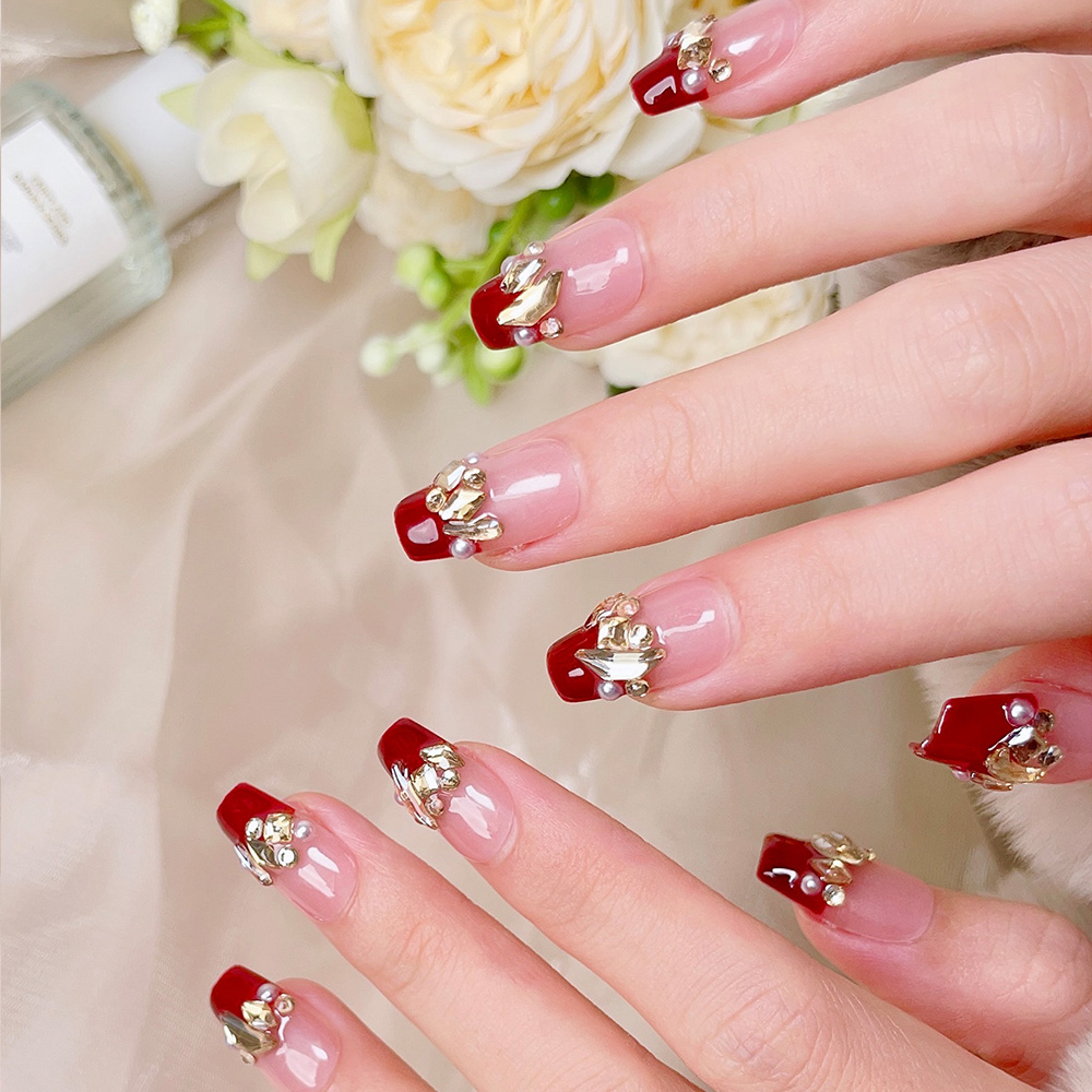 Kit de 10 faux ongles trapézoï - Nail Art Red Wine avis et prix