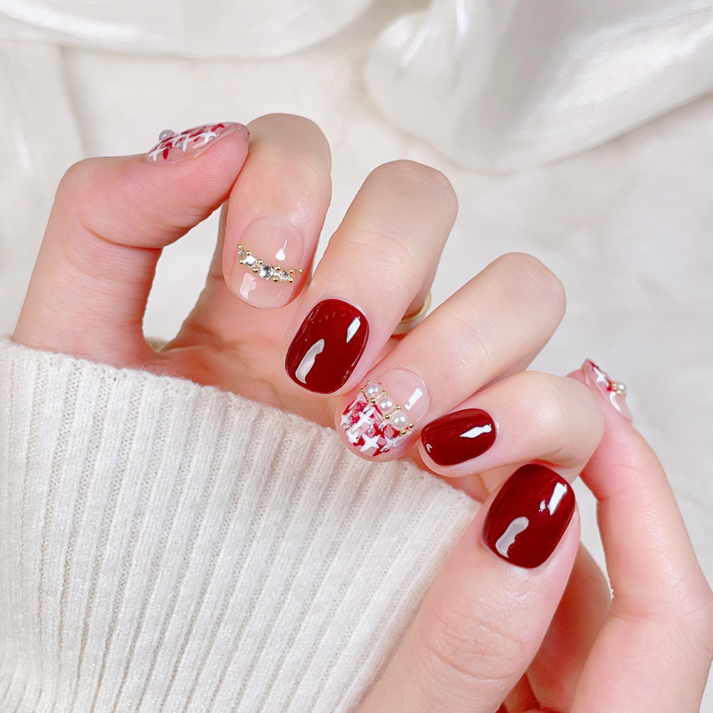 Kit de 10 faux ongles courts c - Nail Art Red Wine avis et prix