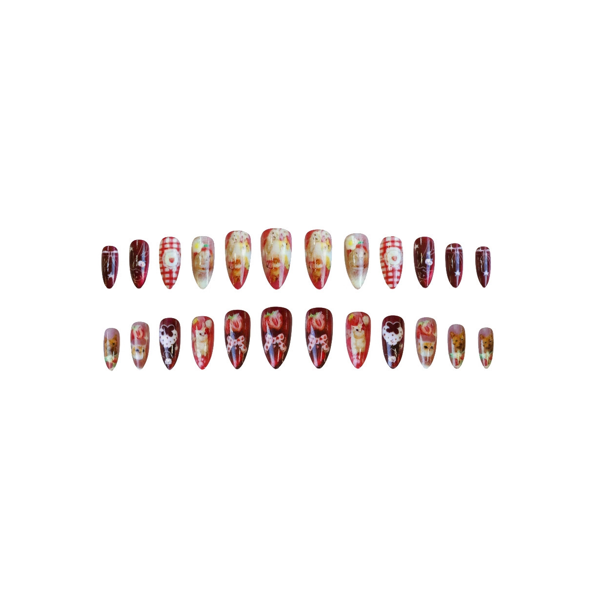 24 pièces fraise oeil de chat  - Nail Art Y2K avis et prix